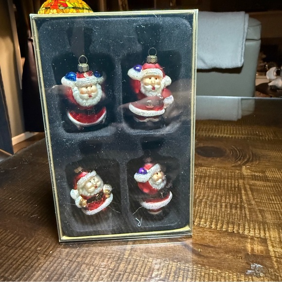 Santa Clause Ornaments Vintage Michaels Glass Christmas Tree Set of 4 Miniature - Picture 10 of 12